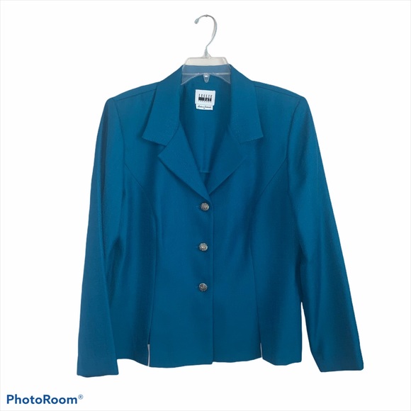 Leslie Fay suit jacket size 16 teal